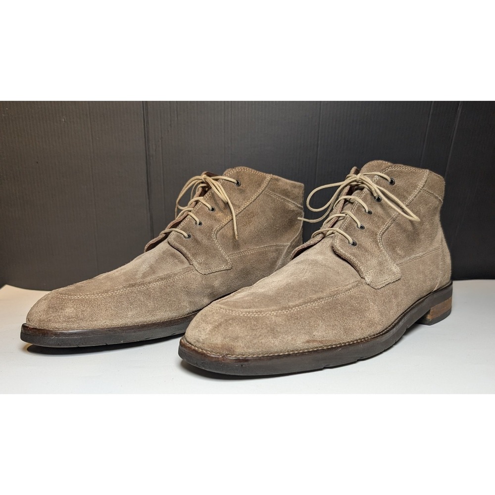 E.T. Wright Mens Moc Toe Suede Chukka Ankle Boots Taupe Brown 13 AA Italy